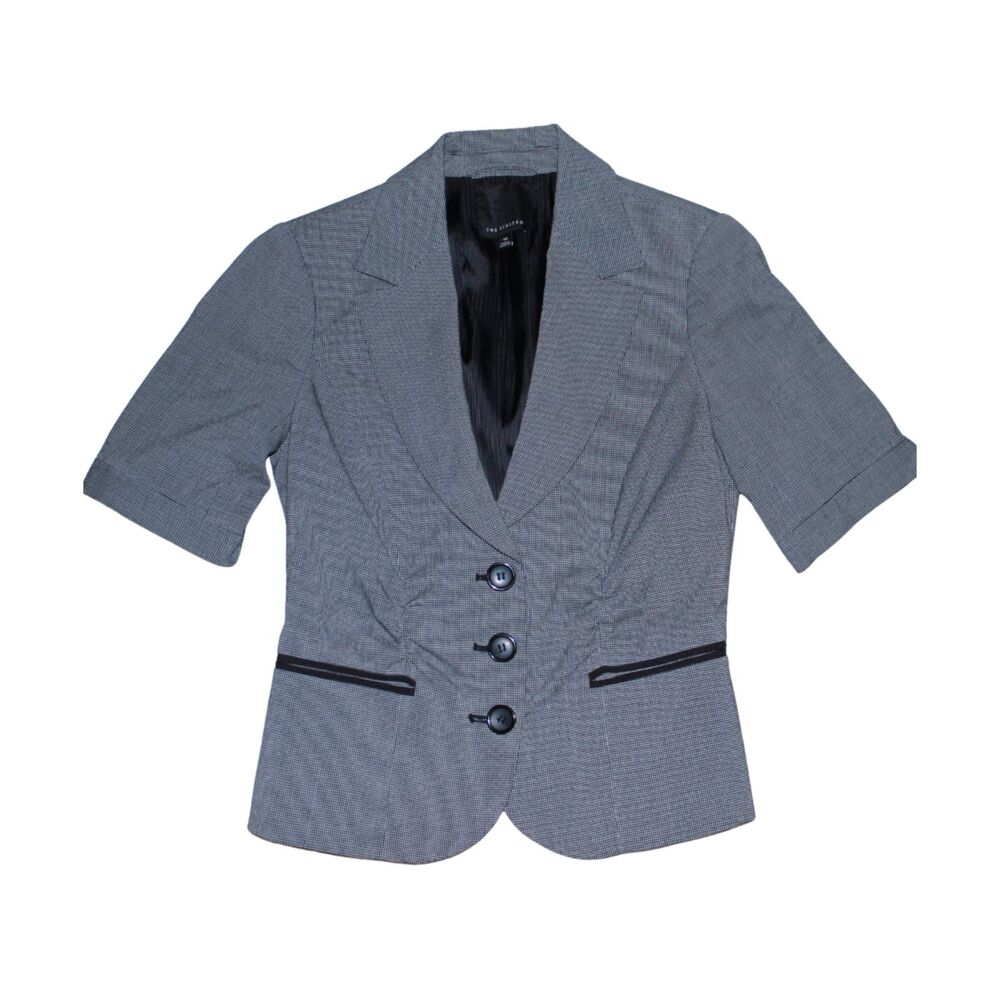 The Limited Black White Gray Short Sleeve Blazer Jacket XS